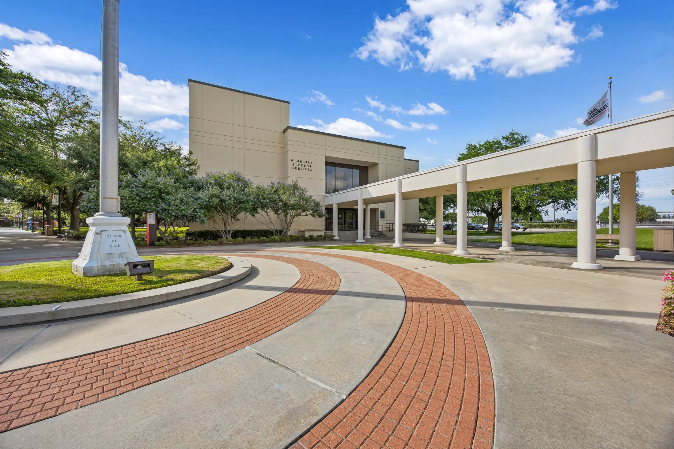 Exterior of Lamar University's Wimberly Student Services building, for O'Connell Robertson