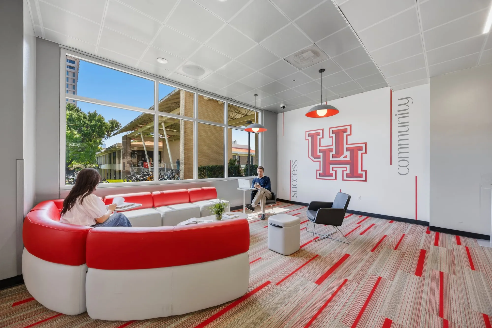 Shared kitchen and gathering space at the University of Houston student housing